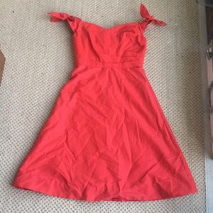 Off the shoulder J. Crew red dress
